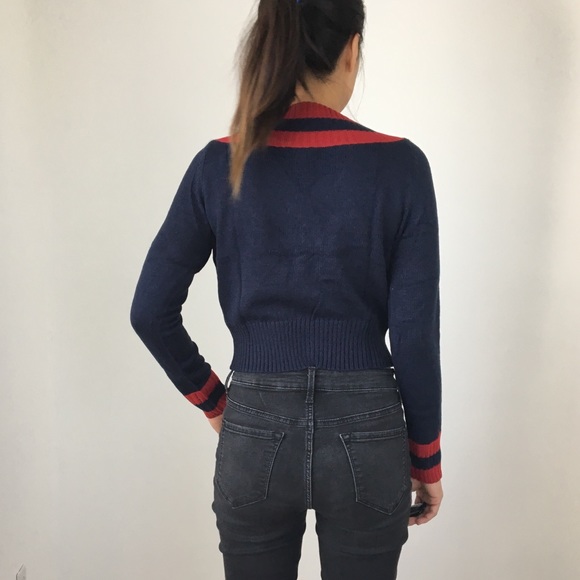 ANNICKA V NECK VARSITY PULLOVER TOP - Picture 6 of 8